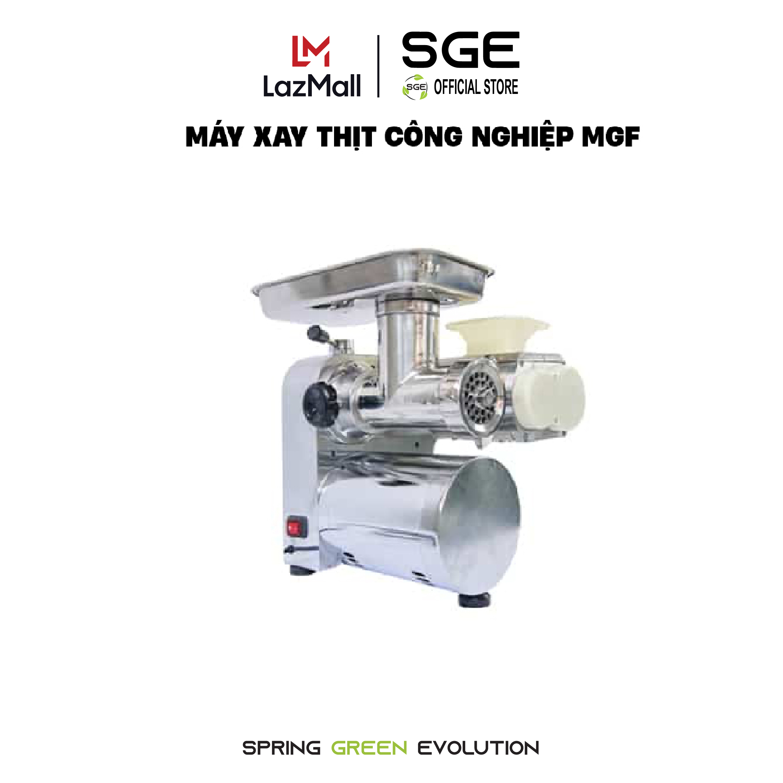 Máy Xay Thịt Công Nghiệp SGE MGF Đa Chức Năng Với 2 Đầu Xay Và Cắt, Tiêu Chuẩn Inox304 Công Suất Xay Cắt Lớn, Dễ Vệ Sinh