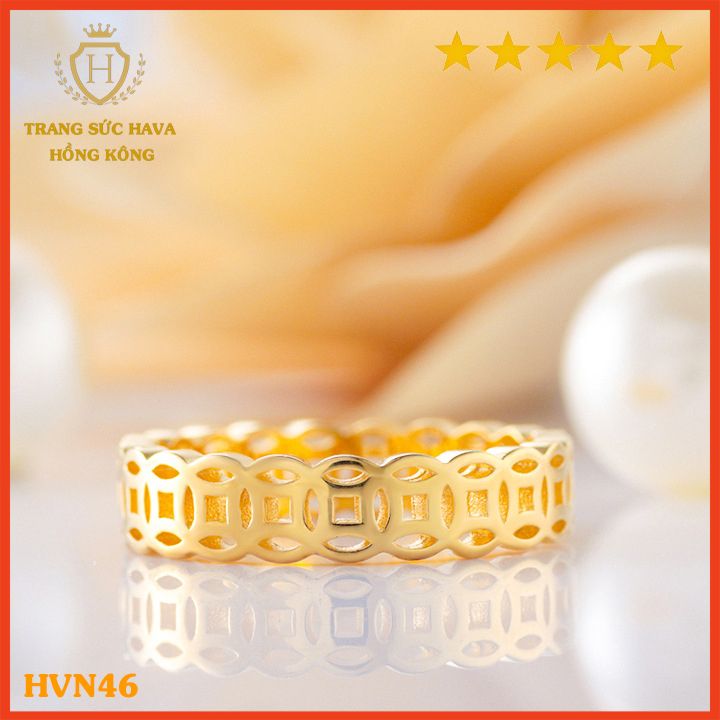 Nhẫn Nữ Kim Tiền Titan, Nhẫn Nam Kim Tiền Thời Trang Xi Mạ Vàng 24k Cao Cấp - Trang Sức Hava Phong Cách Thời Cá Tính Trẻ Trung
