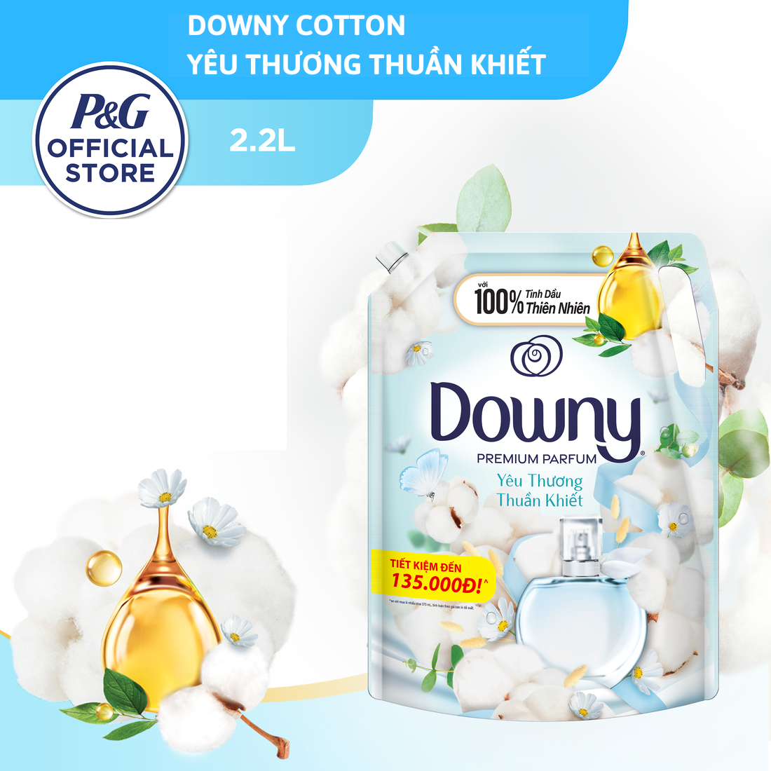 Combo 2 nước xả vải downy nước hoa cao cấp hương yêu thương thuần khiết túi 2.2lx2