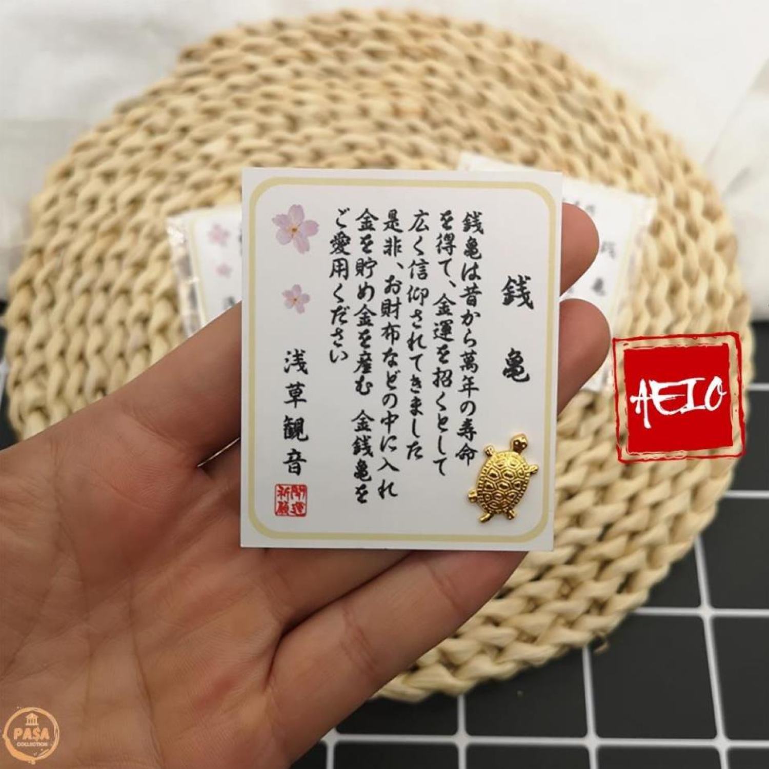 Rùa vàng may mắn để ví, ốp điện thoại - rùa vàng asakusa