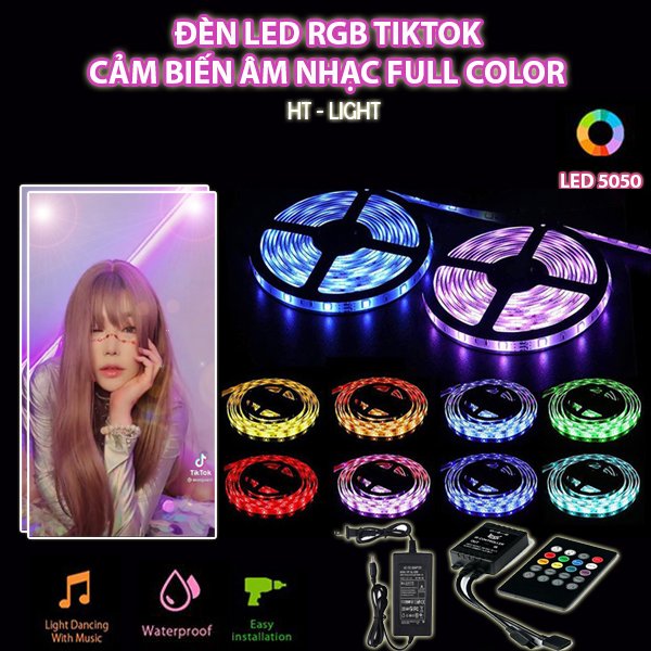 CHÍNH HÃNG-BẢO HÀNH 1 NĂM Combo cuộn led rgb 7 màu nháy theo nhạc quay tiktok, trang trí phòng ngủ, phòng khách
