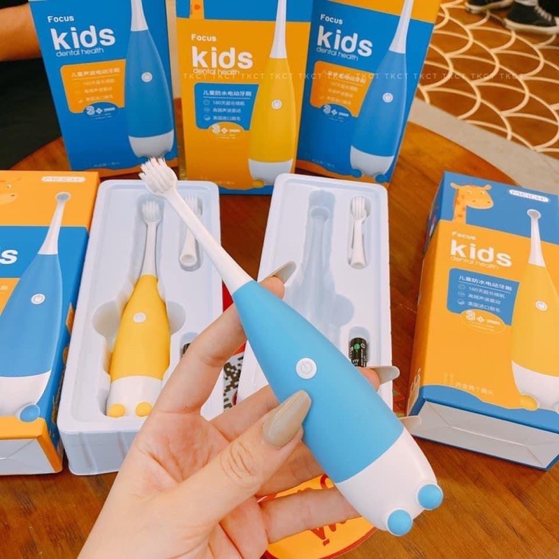 Bộ bàn chải đánh răng tự động Kids cho bé chất lượng cao chạy bằng pin, Bàn chải đánh răng cho bé cao cấp mềm mịn Shop Ben Bon