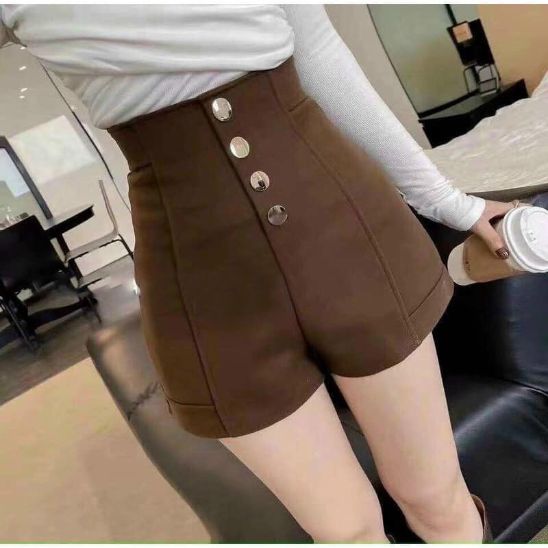 Quần short nữ lưng cao 4 khuy giữa M18 quần sooc nữ cạp cao eo thon chân dài, quần short nữ lưng cao Minhu store fashion