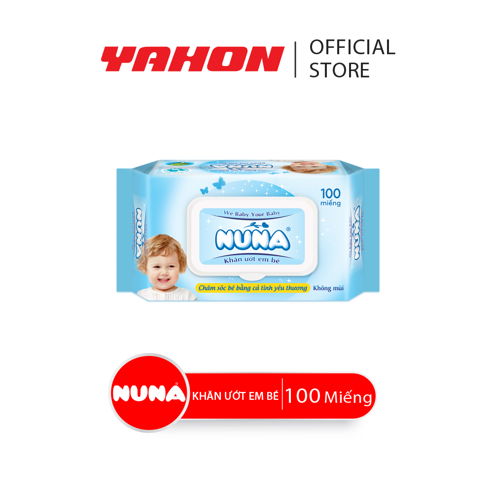 Bao khăn ướt em bé nuna không mùi, 100 miếng/bao