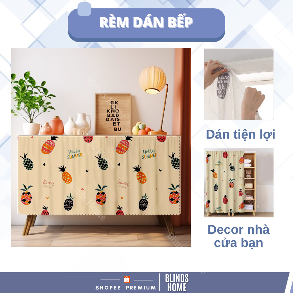 Rèm dán bếp, dán kệ bếp dưới, tủ bếp Mini tiện lợi LIND HOM mẫu mới nhất 2024 ( tặng keo dán + dây trang trí)