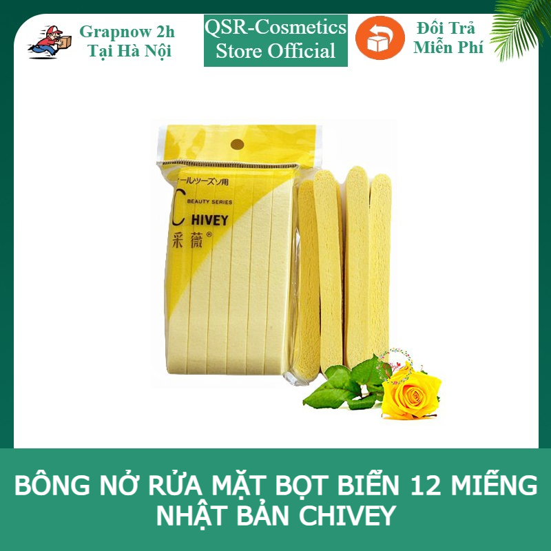 Bông mút bông nở rửa mặt bọt biển 12 miếng nhật bản chivey