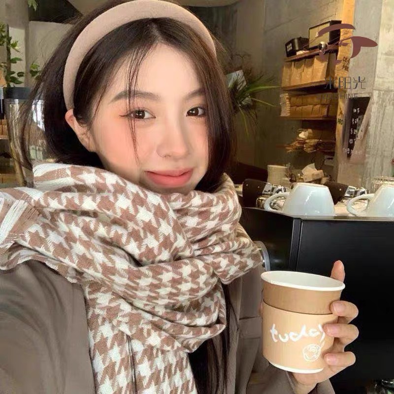 Mộc®Khăn Dạ Quàng Cổ Họa Tiết Kẻ Phong Cách Hàn Quốc