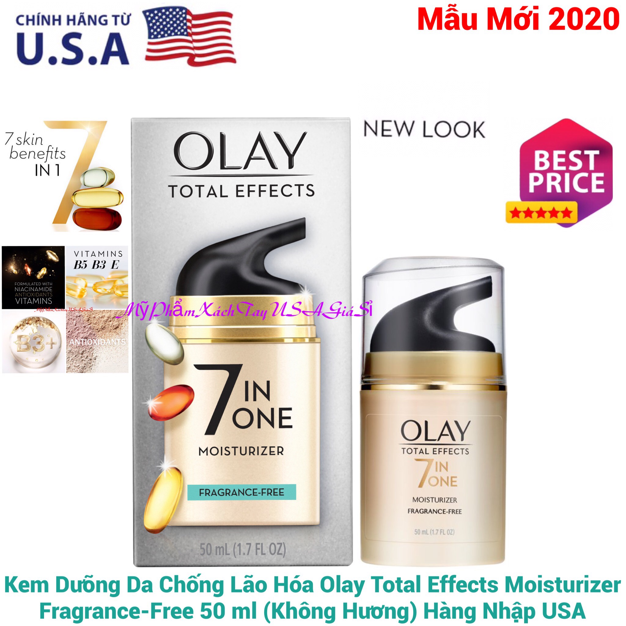Kem Dưỡng Da Chống Lão Hóa Olay Total Effects Moisturizer Fragrance-Free 50 ml (Không Hương) Hàng Mỹ