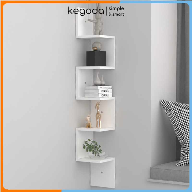 Kệ trang trí góc tường 5 tầng vuông cạnh, kích thước cao 125cm x rộng 25cm x sâu 25cm, nhiều màu