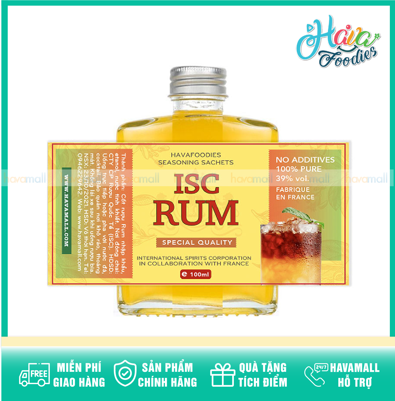 Rum isc – nguyên liệu làm bánh, pha chế