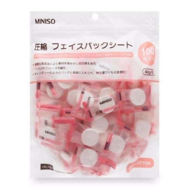 Gói 100 mặt nạ giấy nén miniso