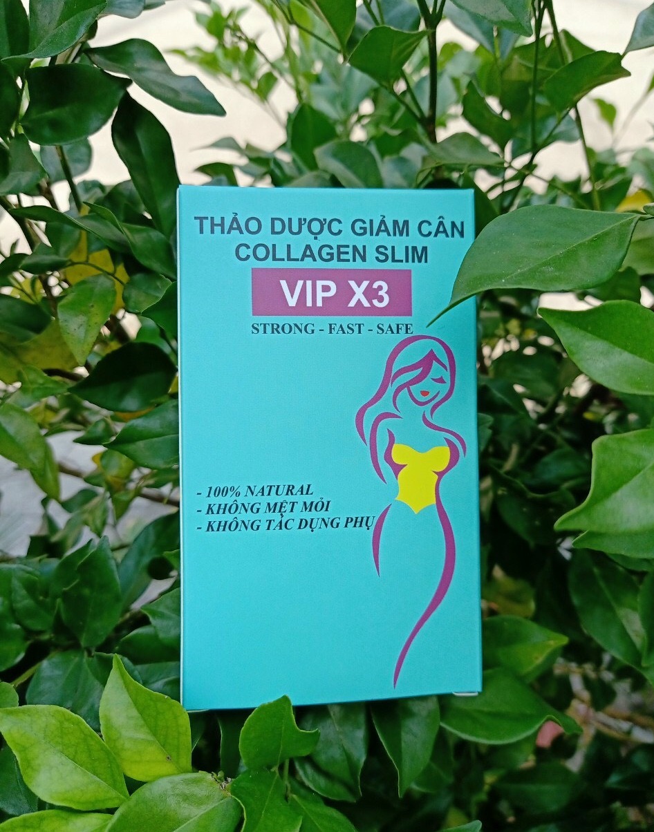 1 Hộp Thảo Dược Giảm Cân COLLAGEN SLIM VIP X3 STRONG-FAST-SAFE liệu trình 15 viên giảm 3\5 kí