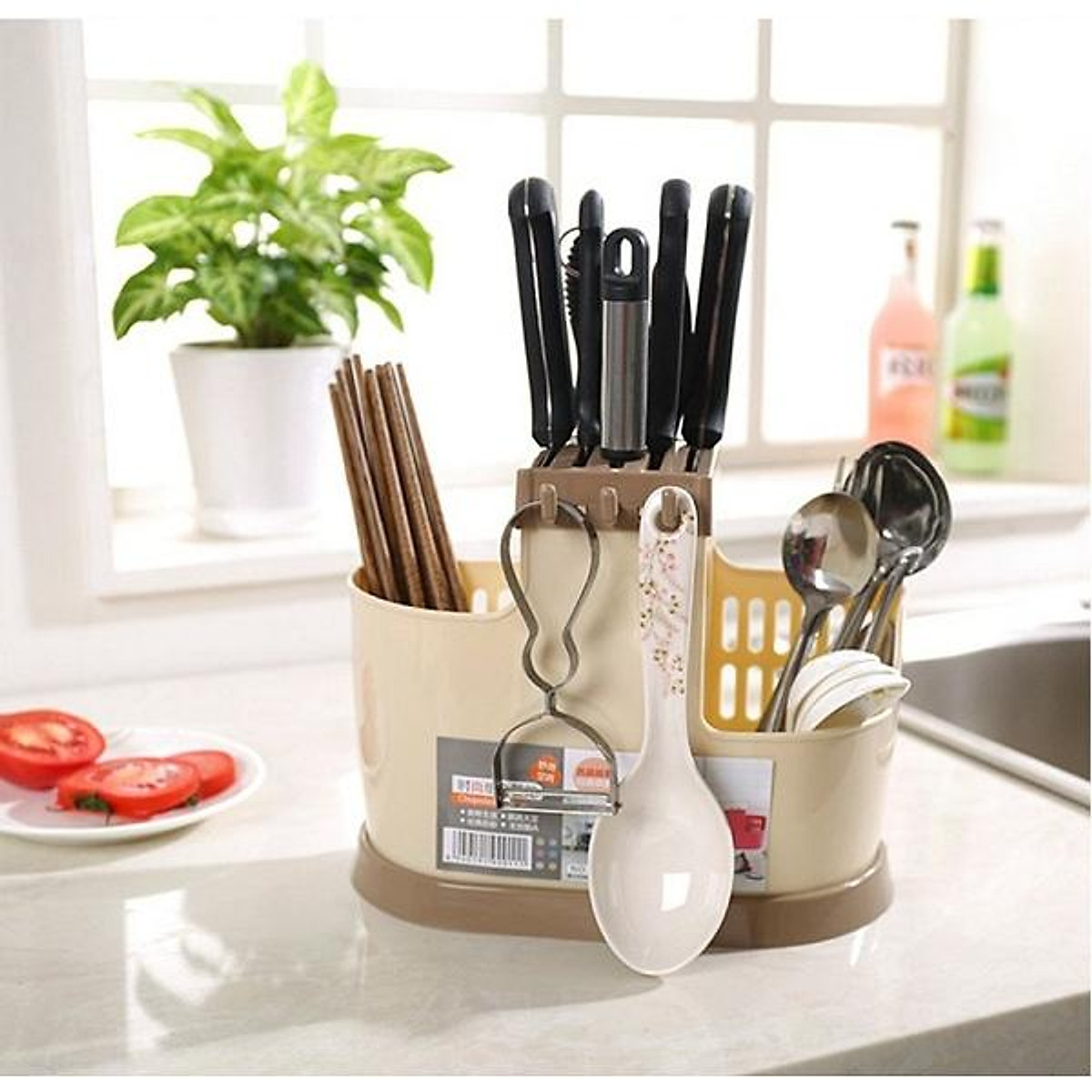 Ống Đựng Đũa Đa Năng - Kệ Nhà Bếp - Giá Cắm Dao, Cắm Đũa Đa Năng 4 trong 1- Thương Hiệu Nhựa Cao Cấp