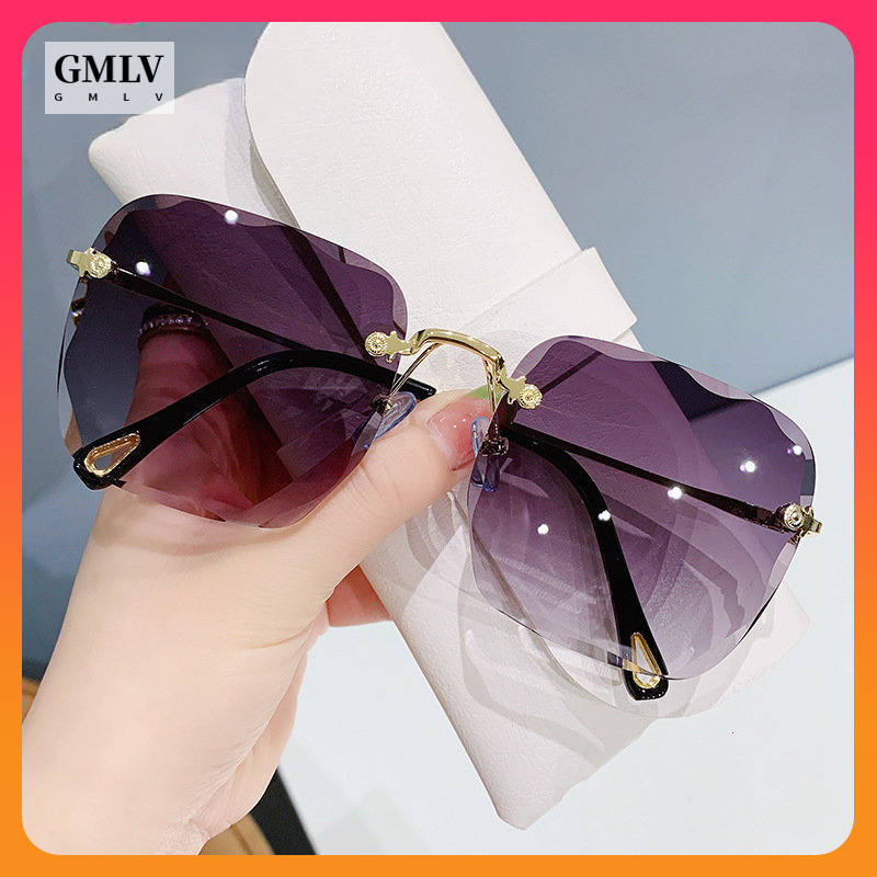 Gmlv khung cắt cạnh kính kính râm vuông kính hàn quốc mặt nạ kính kính râm thời trang kính thời trang kính mát nam
