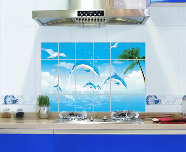 Decal dán bếp tráng nhôm - Cá Heo size lớn