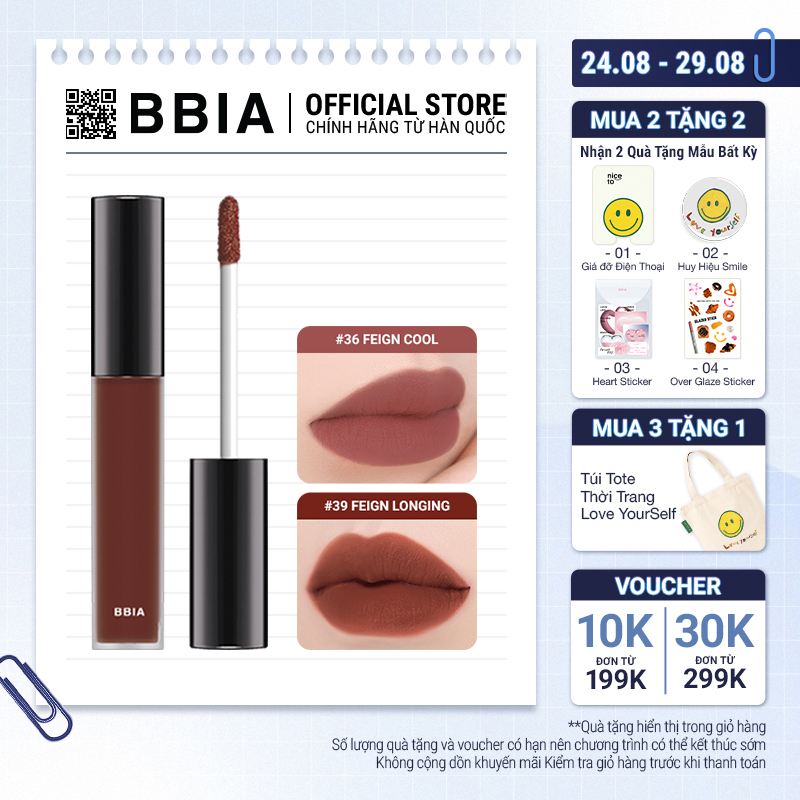 Son Kem Lì Bbia Last Velvet Lip Tint Version 8 (5 màu) 5g