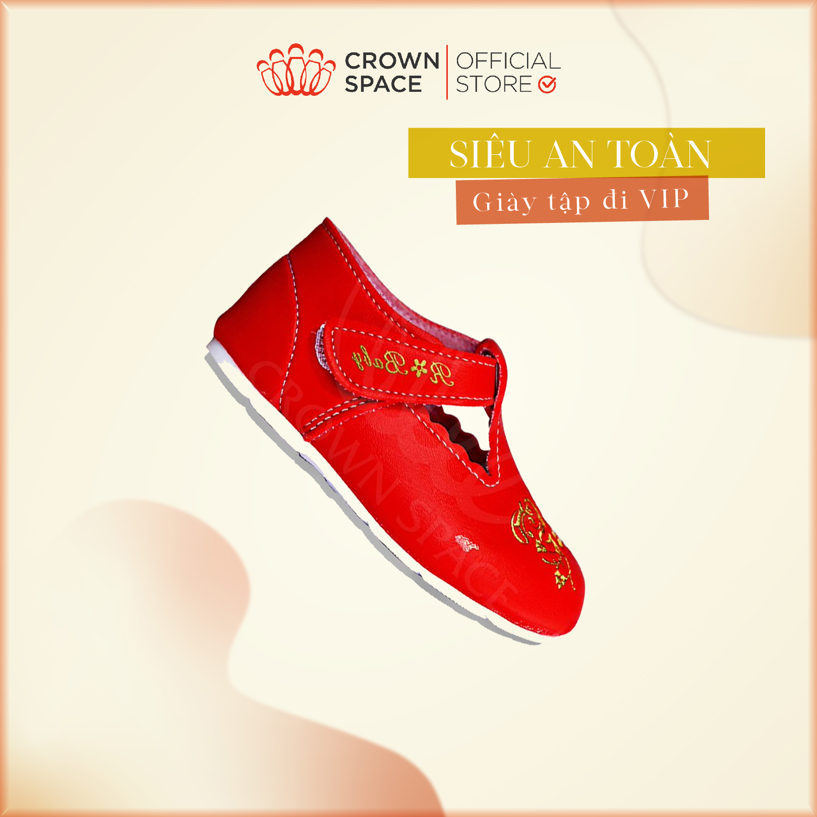 Giày Tập Đi Bé Gái Đẹp CrownUK Royale Baby Walking Shoes Trẻ em Nam Nữ Cao Cấp 051_1106 Nhẹ Êm Size 3-6/1-3 Tuổi