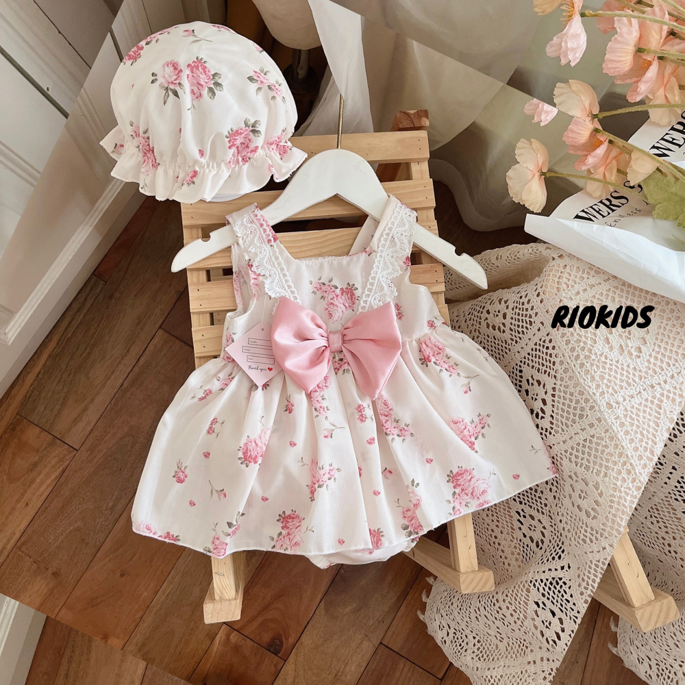 BD187 Body váy công chúa hoa RIOKIDS cho bé gái sơ sinh mặc thôi nôi, đầy tháng