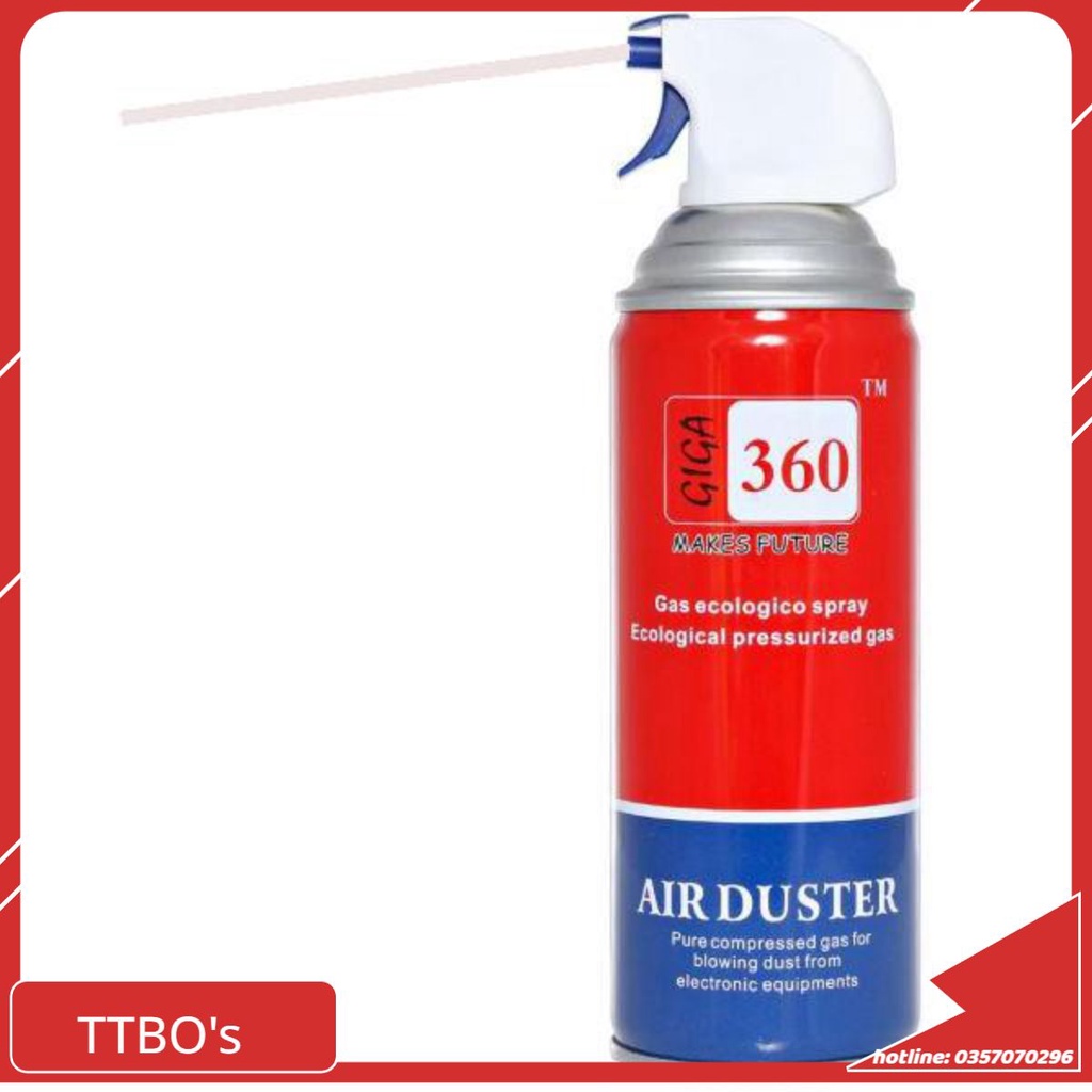 Bình xịt bụi khí nén Air Duster vệ sinh Laptop Máy Tính - Nước Lau Giga 360 Ecoba