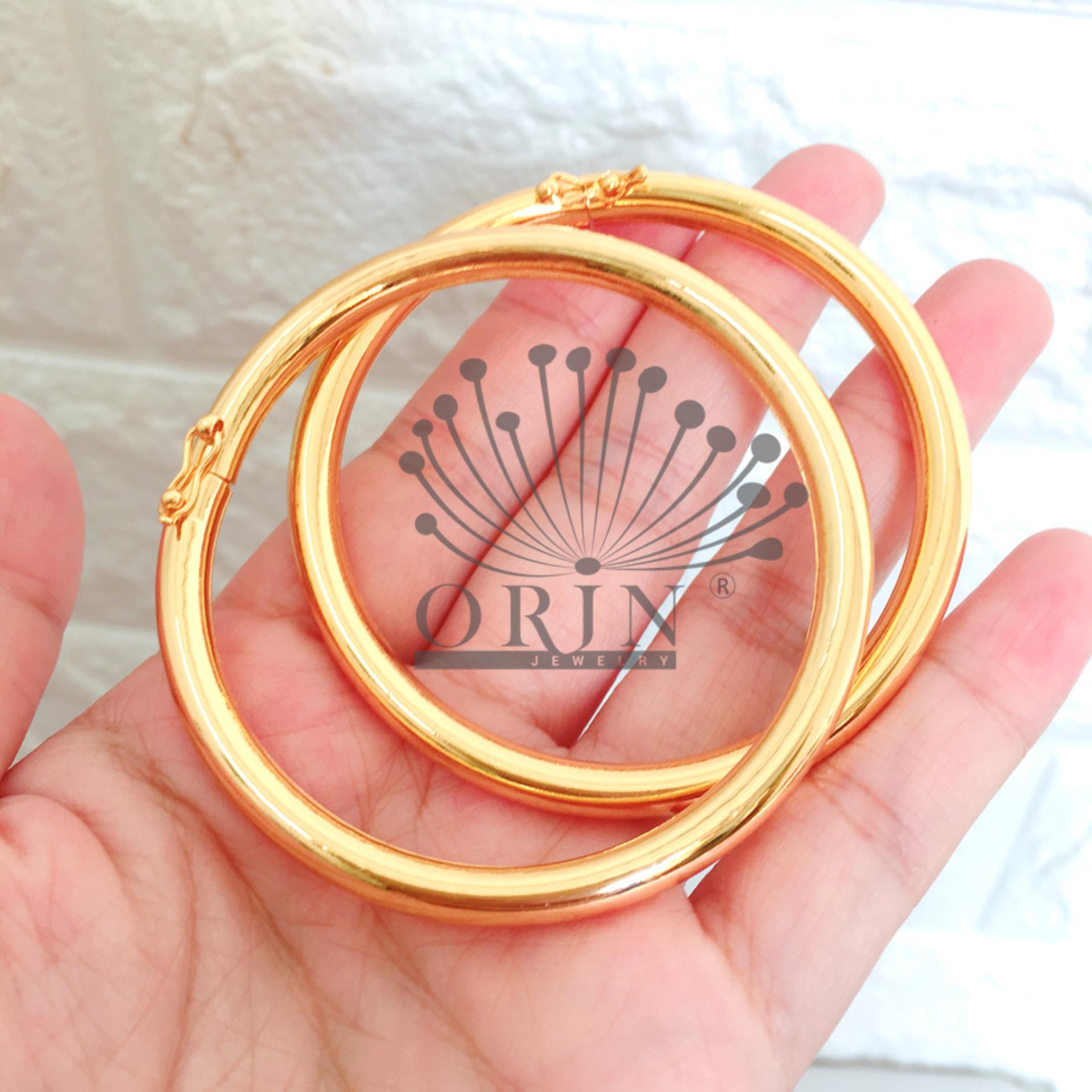 Bộ 2 chiếc vòng đeo tay nữ dạng bọng trơn có khóa màu 24 thiết kế cao cấp Orin V2181 - Long Tien