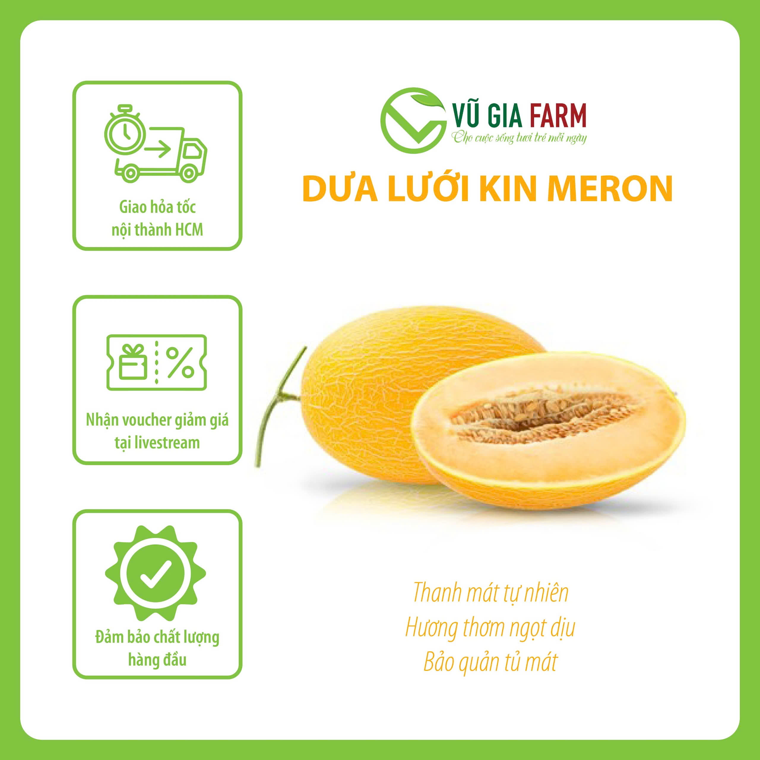 [HCM] Dưa Lưới Vàng Ruột Cam Kin Meron - giòn tan, ngọt thanh, mọng nước