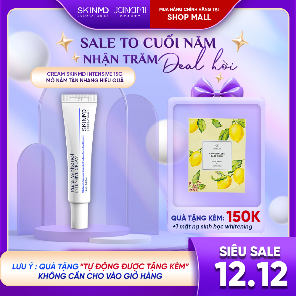 Kem loại bỏ nám chân sâu, dưỡng trắng sáng da và chống lão hóa SkinMD Pure Whitenol Intensive Cream 15ml