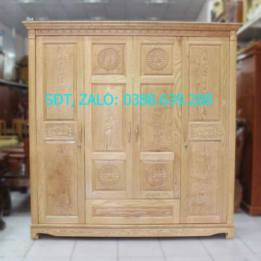 Tủ quần áo gỗ sồi 4 cánh hàng đẹp .