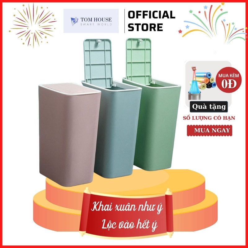 Thùng rác nắp bật nhấn nút thiết kế siêu tiết kiệm không gian nhựa pp loại 1