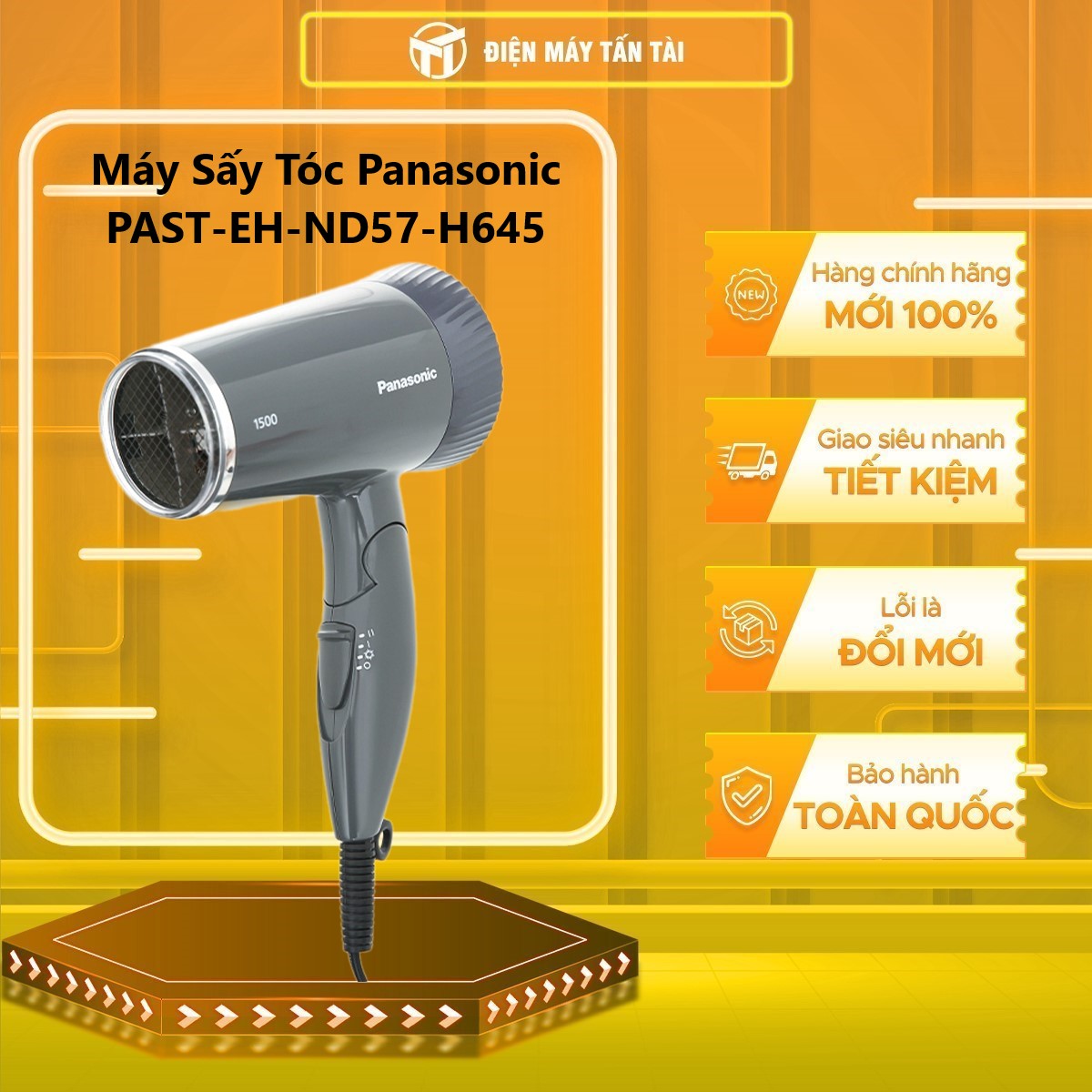 Máy sấy tóc Panasonic EH-ND57-H645 - 1500W, Xám, Thái Lan