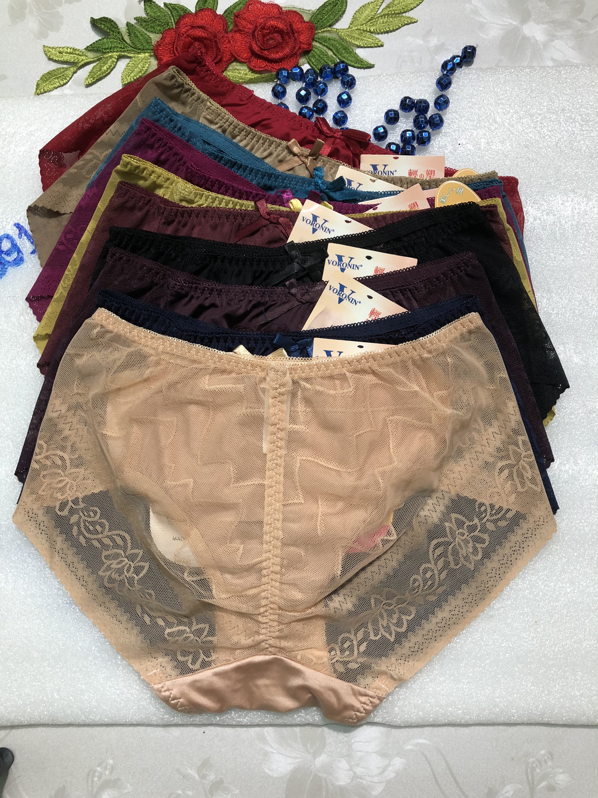 Set 5 Quần lót nữ lưng cao phối ren, quần chíp ren chất mền đẹp size lớn