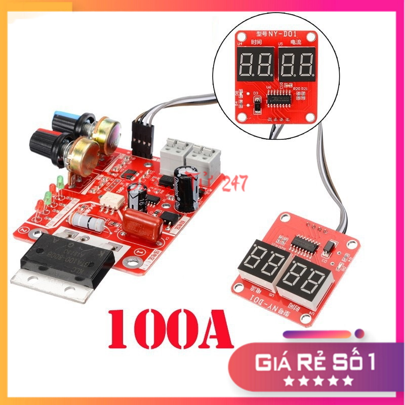 Mạch timer xung kép hàn điểm cell pin ny-d01 100a bta100 2 chiết áp