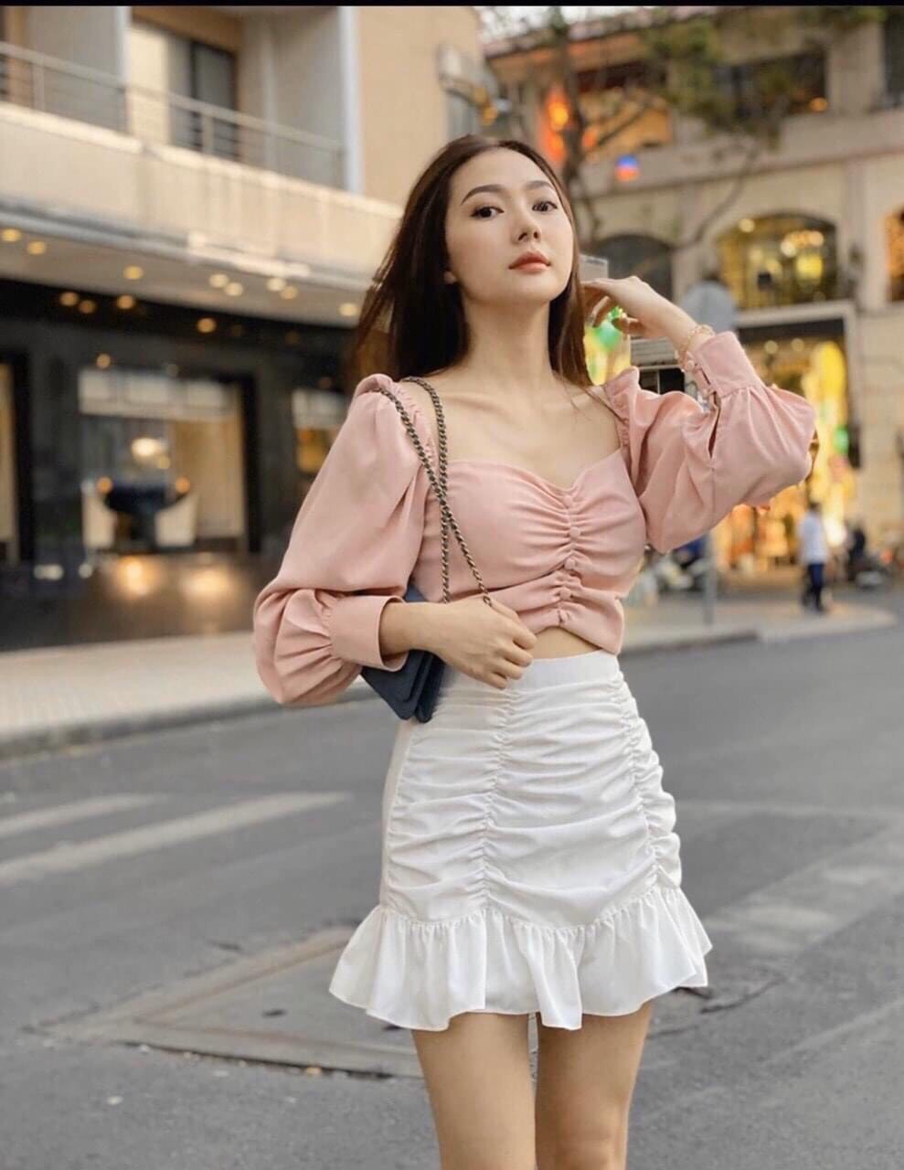 Set áo kiểu chân váy dúng
