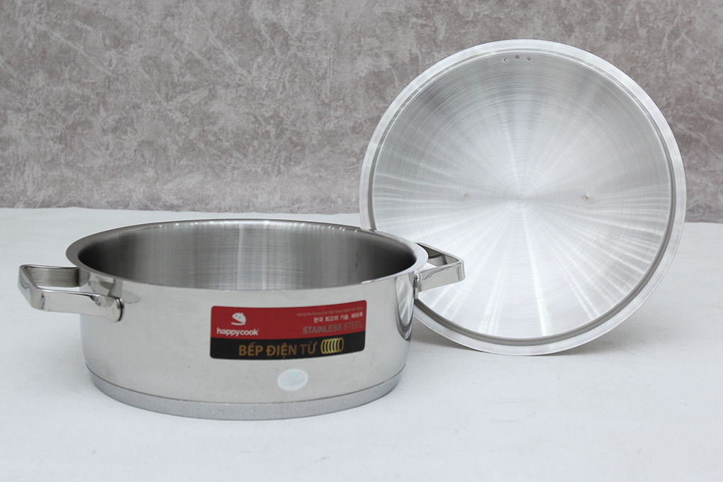 Nồi inox 3 đáy bếp từ 24cm happy cook milan n24-mlp