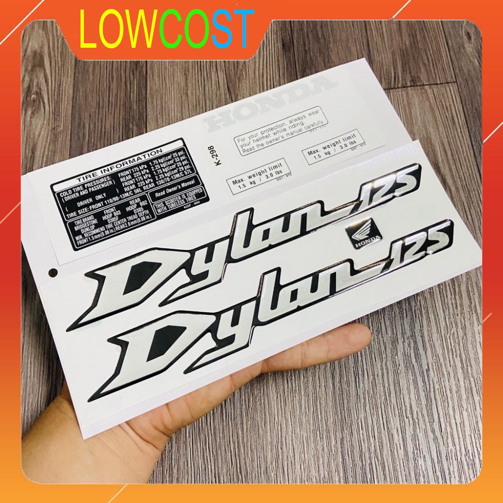 Bộ tem xe dylan 125 kèm tem thông số xe như hàng zin