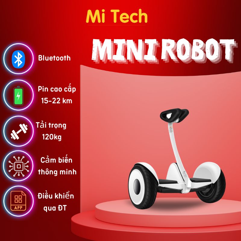 Xe Điện Cân Bằng Mitech Mini Scooter Kết nối Bluetooth Chế độ đèn LED thông minh chuyển hướng đổi màu