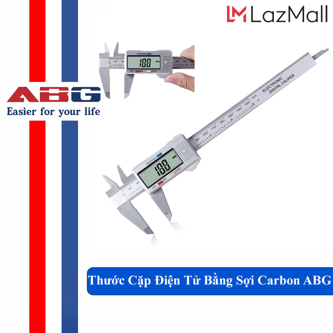 Thước cặp điện tử bằng sợi carbon abg thước kẹp điện tử kỹ thuật số lcd 150mm 6 inch- hàng chính hãng