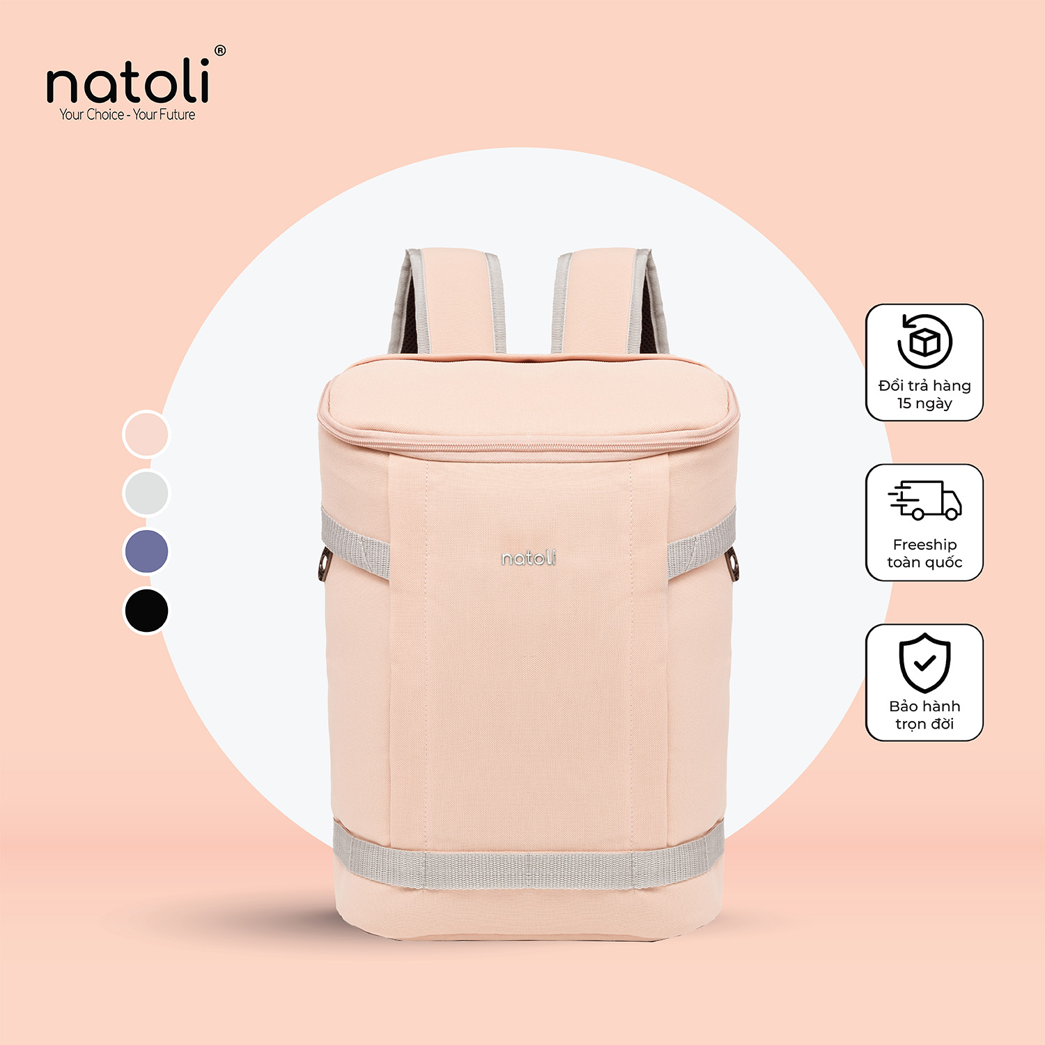 Balo đựng quần áo du lịch hàn quốc nữ NATOLI thời trang chống sốc kháng nước cao cấp BST Discovery Backpack B3