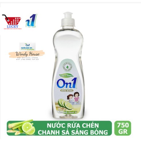 [HCM](MỚI NHẤT)Chai Nước rửa chén On1 Tinh chất hương chanh sả 750g - Sạch bóng vết dầu mỡ
