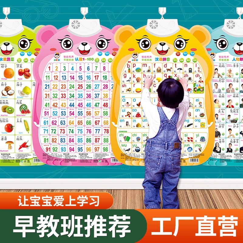 【CW】 Pinyin Chart Baby Enlightenment Early Education Vocal Phonetic Literacy Card Point Reading Children 39;s Toy