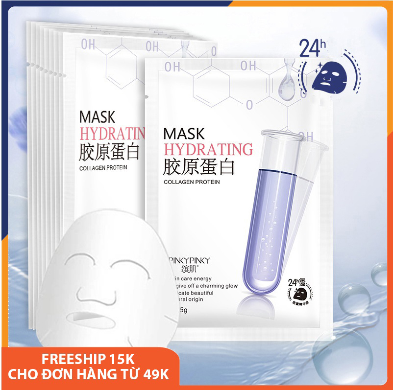 Combo 5 mặt nạ giấy dưỡng da cấp nước Hydrating Collagen Protein giúp dưỡng ẩm, làm trắng da, làm săn và tăng độ đàn hồi, se khít lỗ chân lông, chống lão hóa, mặt nạ giấy dưỡng da sáng màu nội địa Trung SPU046
