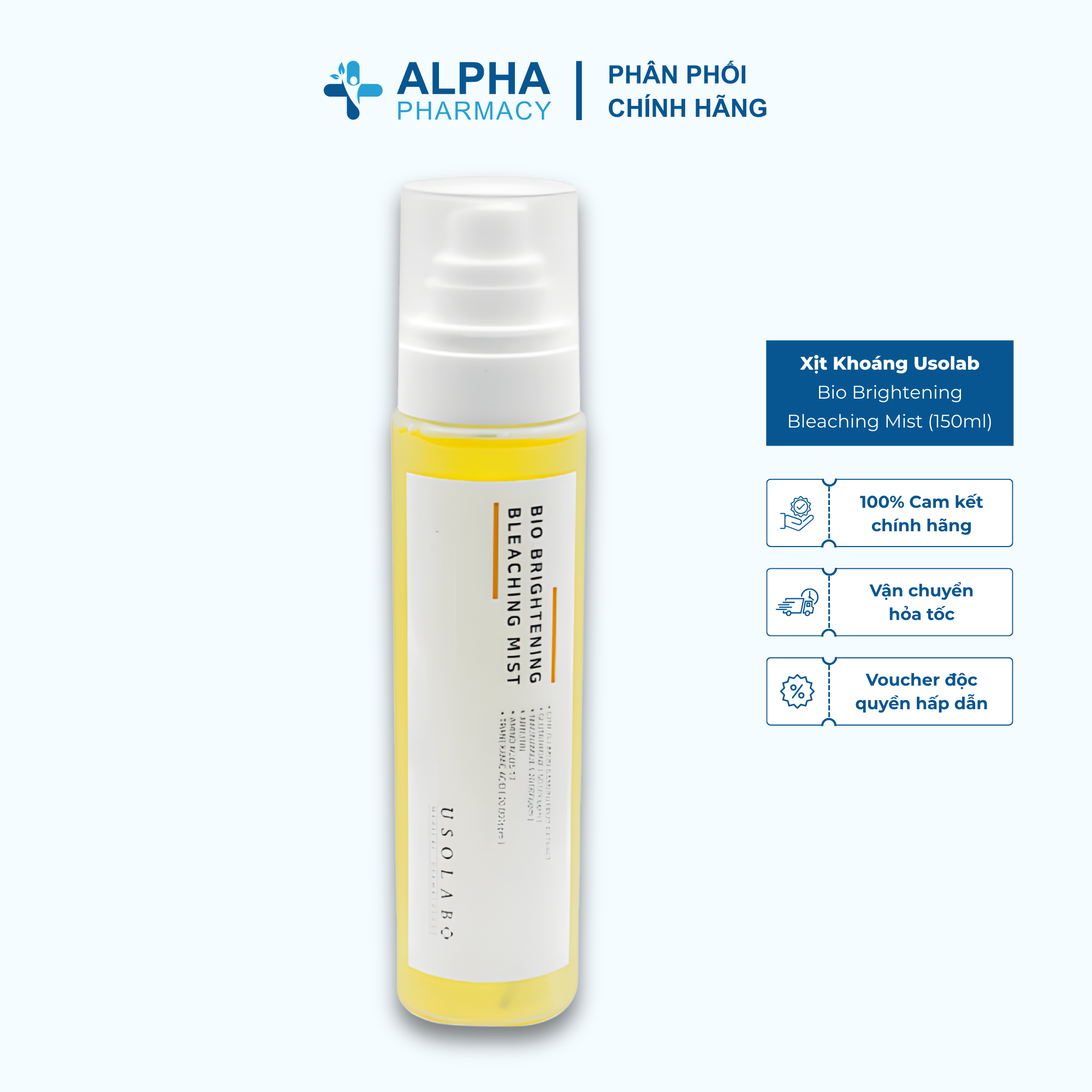 Xịt Khoáng Usolab Bio Brightening Bleaching Mist Làm Sáng Da – 150ml