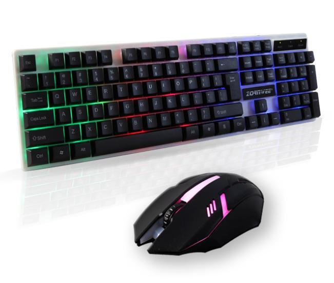 Combo phím chuột giả cơ chơi game ZE9000, phím chuột led đẹp, giá rẻ