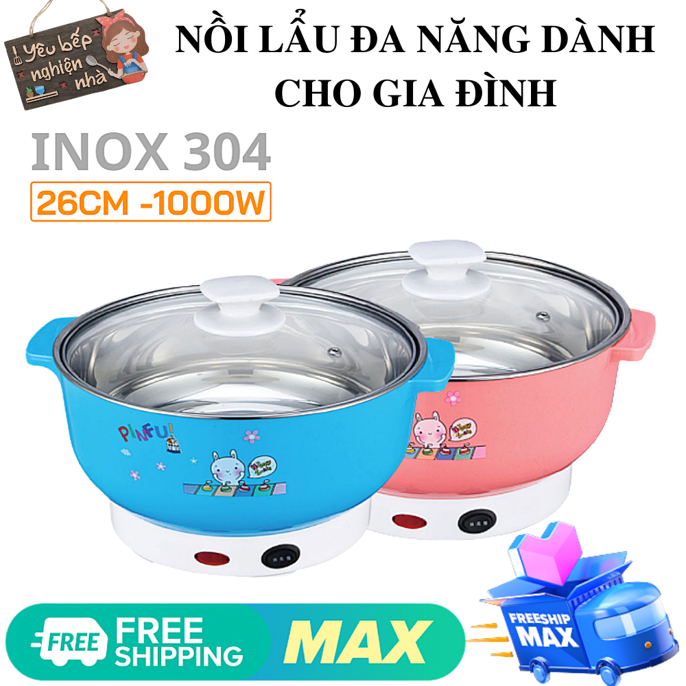 Nồi lẩu điện NIKA 24-26CM đáy INOX 304 đa năng, công suất 1000w - BH 12 THÁNG, Nồi lẩu mini, Bếp ăn lẩu gia đình, Nồi lẩu cho sinh viên và dân văn phòng