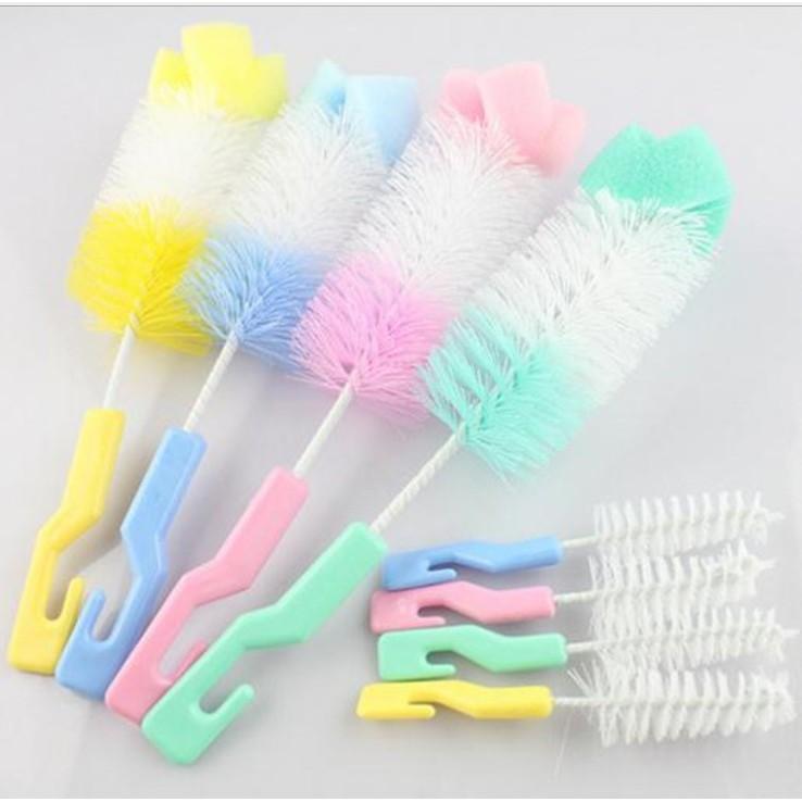 BỘ 2 CÂY RỬA BÌNH SỮA VÀ NÚM TY CHO BÉ