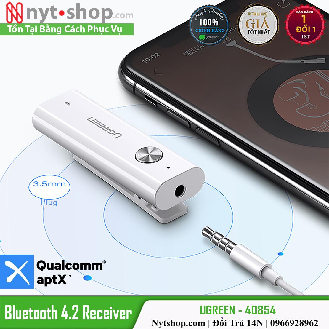 Thiết bị nhận bluetooth 4.2 cho loa/tai nghe/ampli hỗ trợ mic đàm thoại cao cấp ugreen 40854