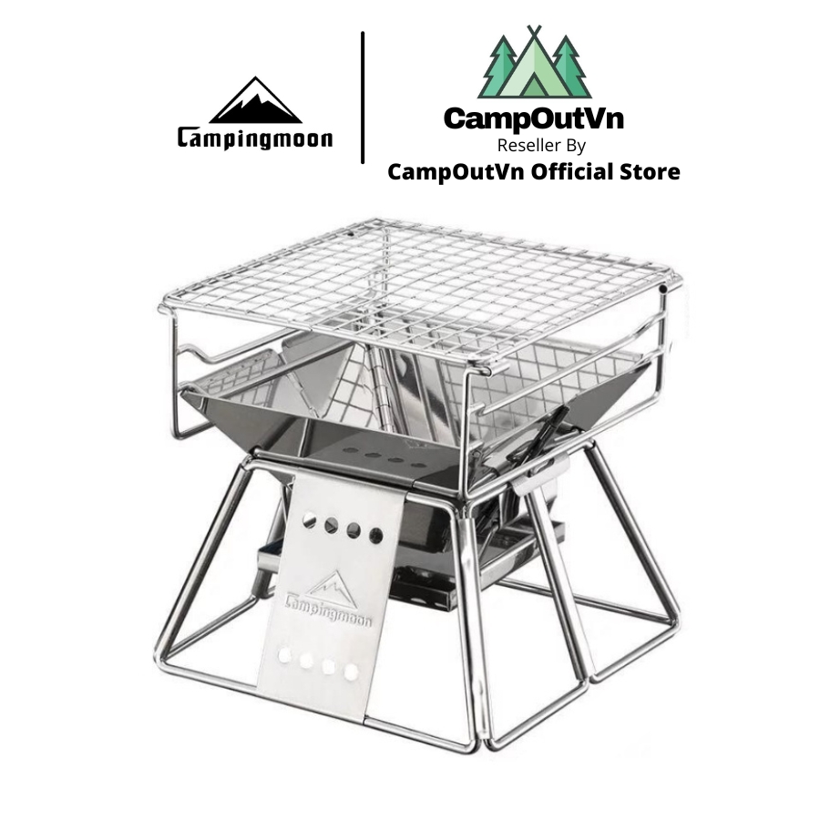 Campingmoon bếp nướng cắm trại campingmoon campoutvn bếp cắm trại du lịch bếp than inox x-mini A250