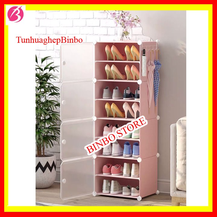 [Nhiều  mẫu] Tủ nhựa đựng giày dép, kệ để giày 4 ô 8 ngăn để được 16 đôi giày-mẫu tủ nhựa để giày dép, tủ nhựa để giày kiểu mới
