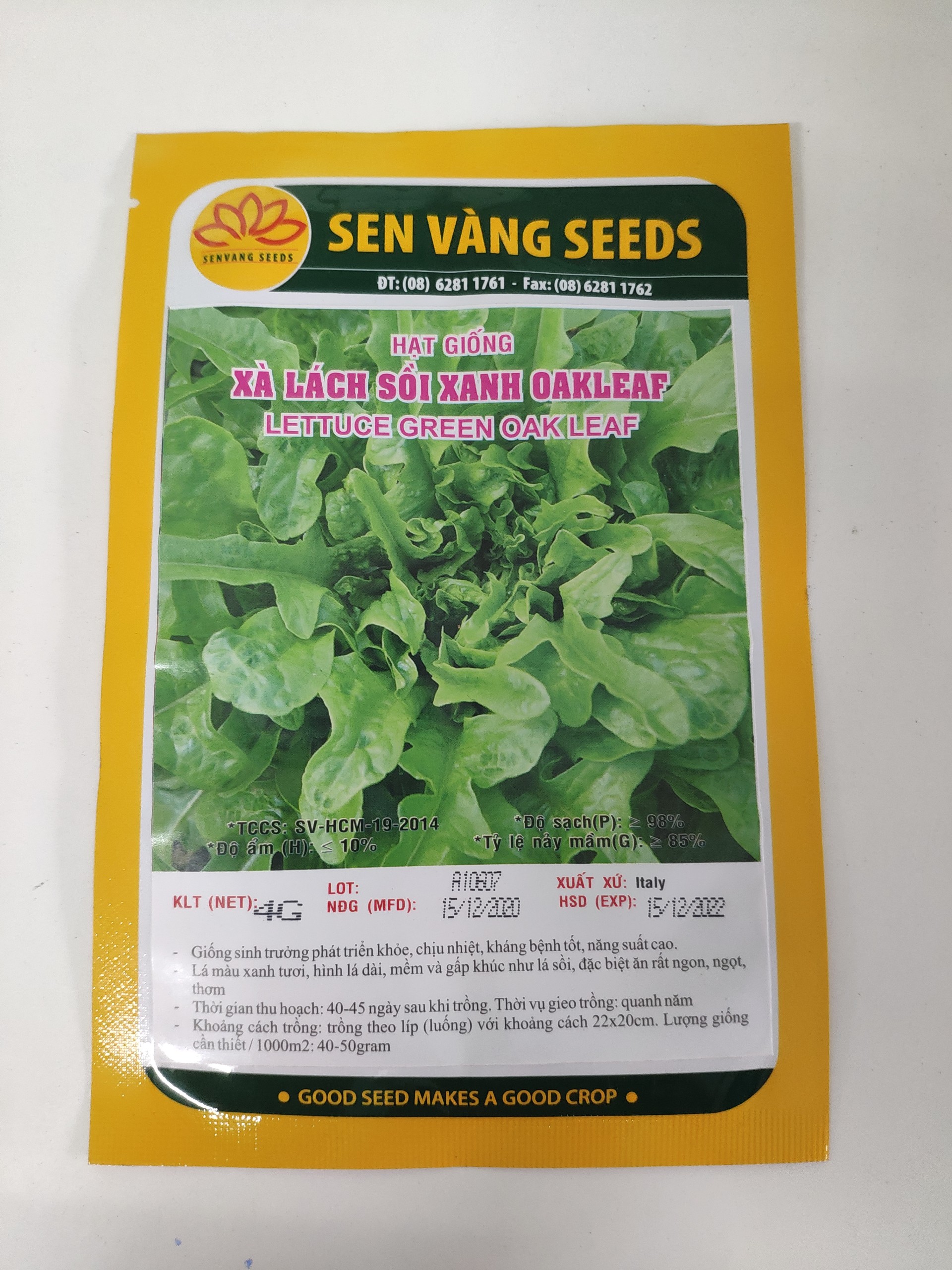 Xà lách sồi xanh Oakleaf 4g SEN VÀNG