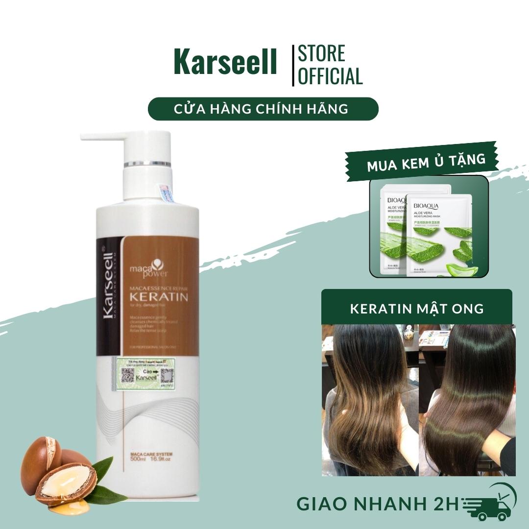 Keratin mật ong phục hồi thần tốc Karseell Macca 500ml dạng gel dành cho tóc nát trẻ ngọn keratin bọc tóc phủ lụa căng bóng tócHÀNG CHÍNH HÃNG