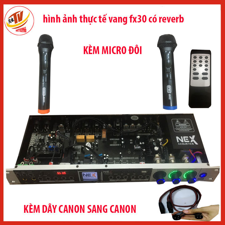 [kèm micro đôi] Vang cơ karaoke chuyên nghiệp NEX FX30 Plus Vang cơ Karaoke vang cơ Nex FX30plus có remote điều khiển- New 2022- Tặng cặp dây tín hiệu Canon ra canon hoặc canon ra av